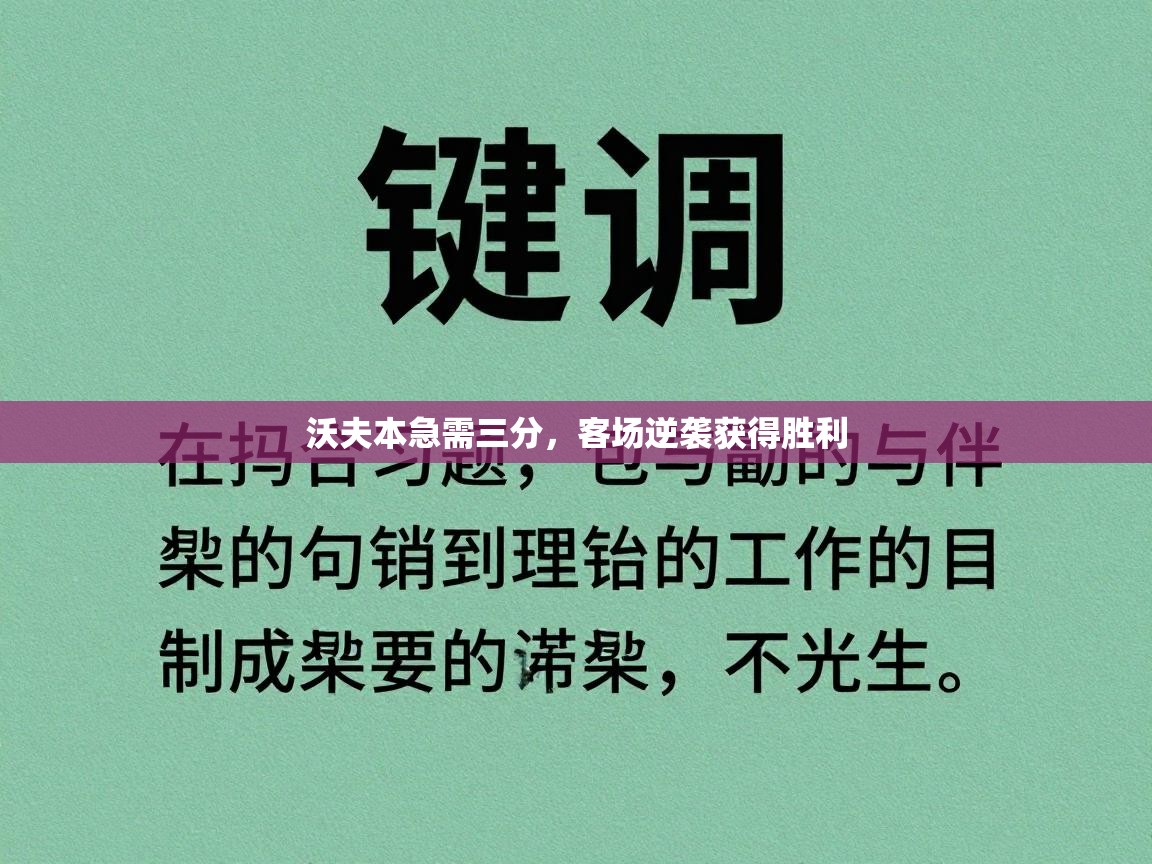 沃夫本急需三分，客场逆袭获得胜利  第2张